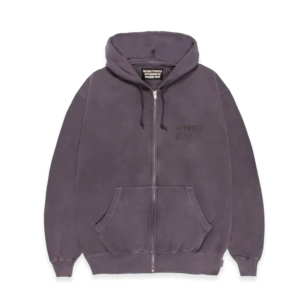 WACKO MARIA Washed Heavy Weight Zip Hooded Sweat Shirt "Purple"