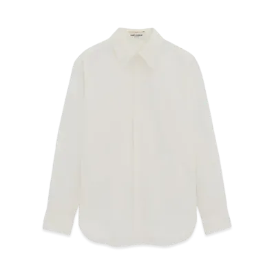 Saint Laurent Women's Boyfriend Shirt in Cotton Poplin "White"