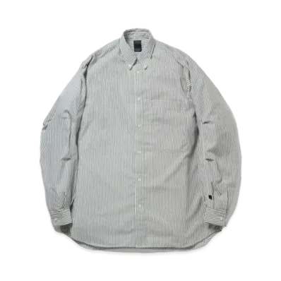 DAIWA PIER39 Tech Button Down Shirts L/S Stripe "Military Olive"