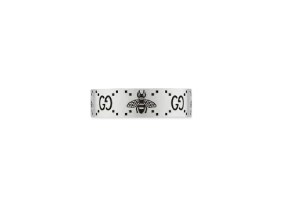 GUCCI GG and Bee Engraved Ring "Silver"