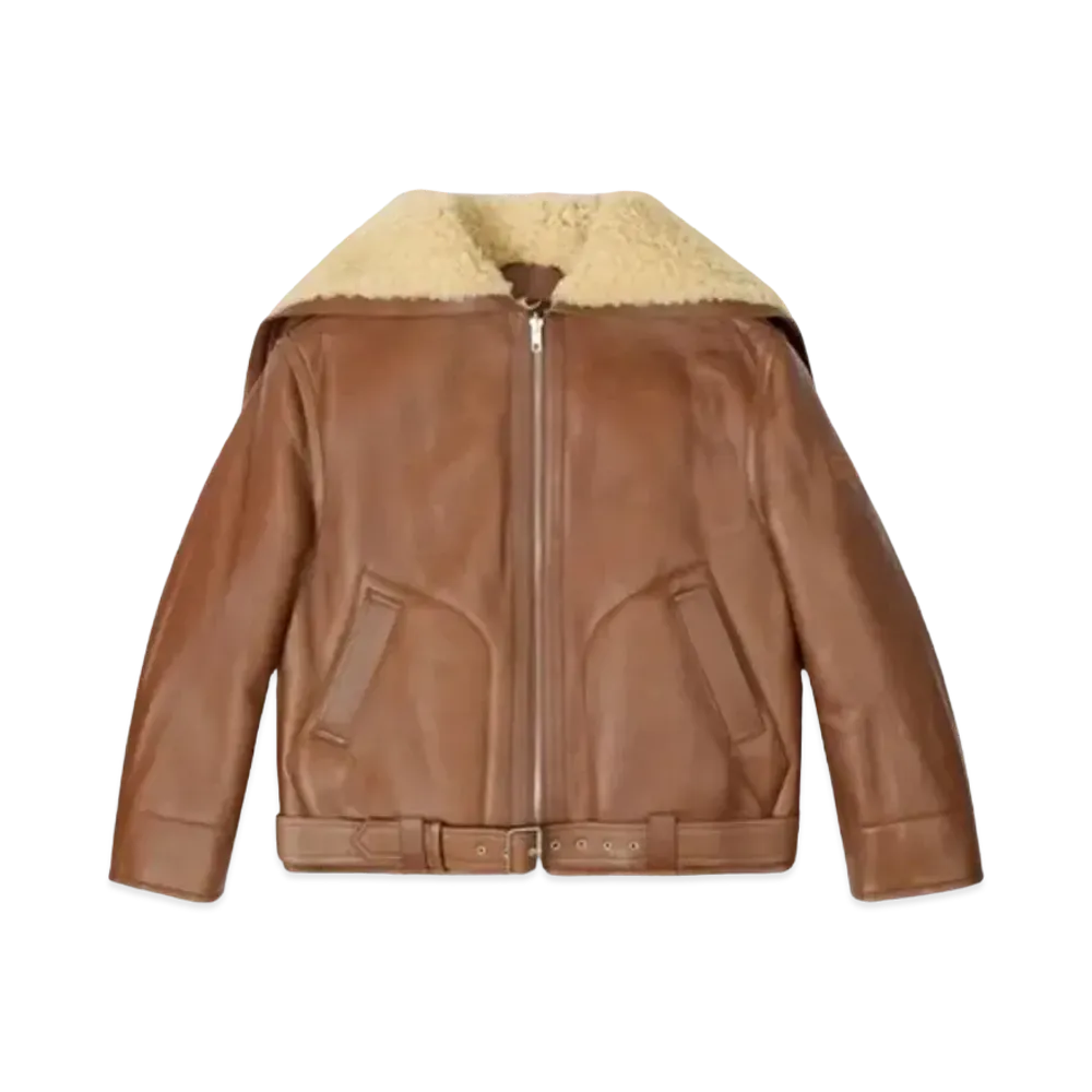 KENZO Reversible Shearling Blouson In Lambskin Leather "Dark Camel"
