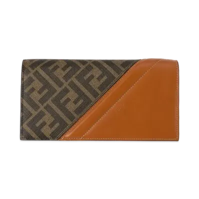 FENDI Continental Wallet Fabric Wallet "Brown"