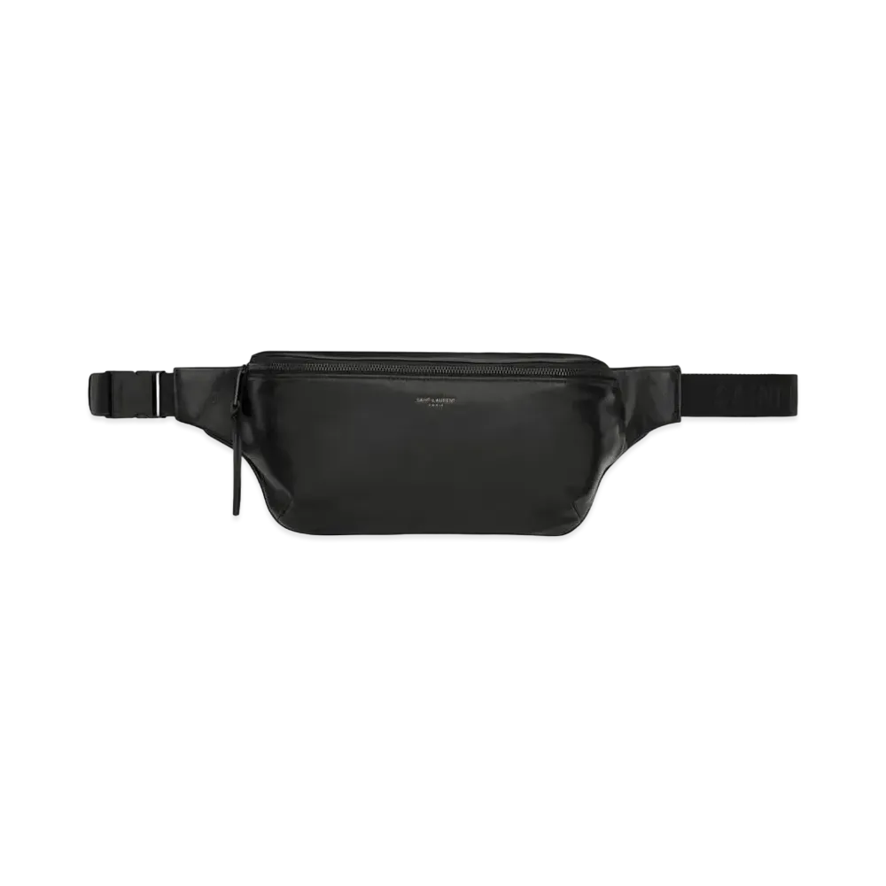 Saint Laurent Classic Belt Bag Lambskin & Cotton Jacqurard "Black"