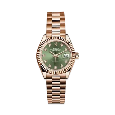 ROLEX Datejust 28 Olive Green Dial 10P Diamonds 279175G