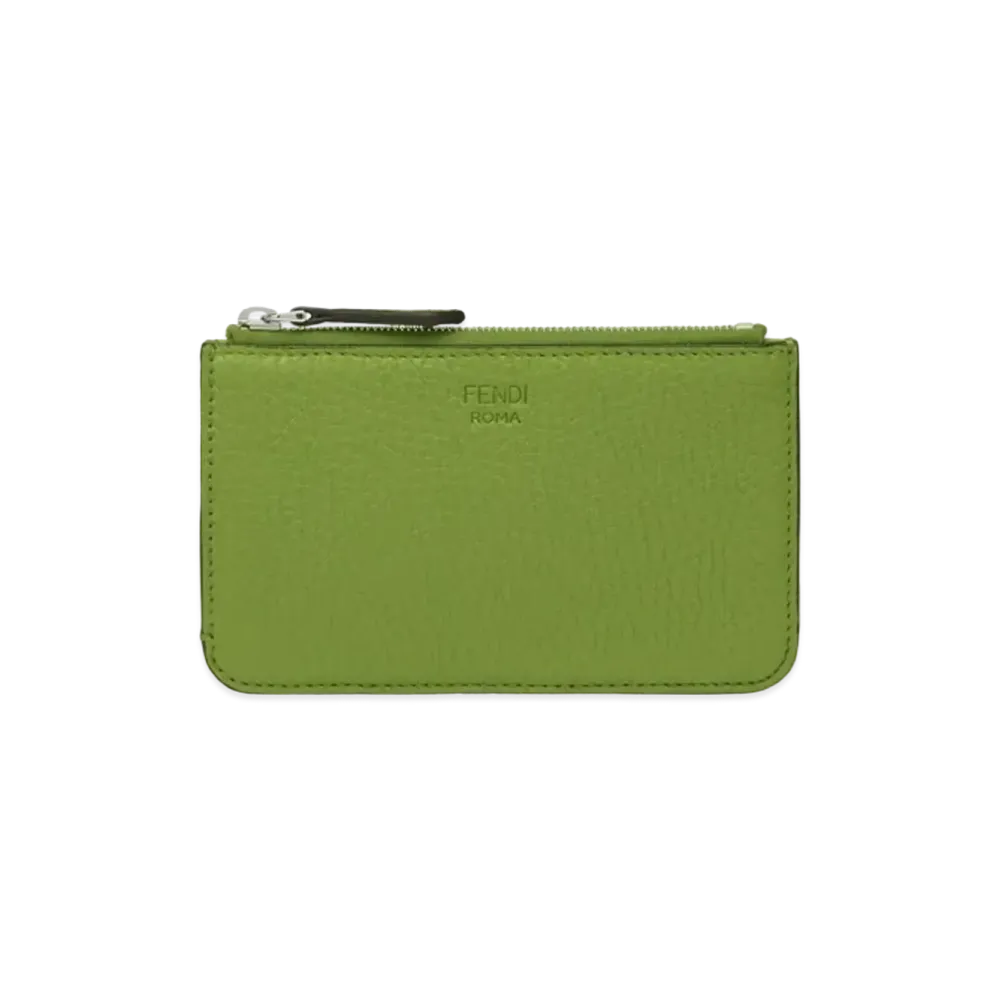 FENDI Key Case Leather Slim Clutch "Green"