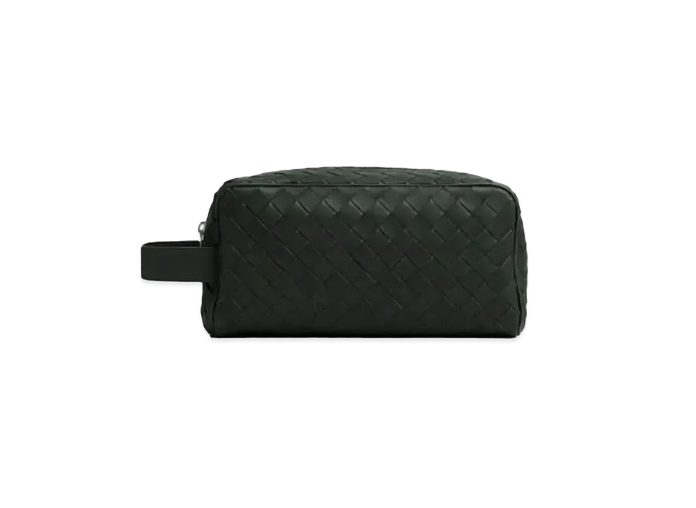 Bottega Veneta Intrecciato Travel Pouch "Dark Green/Travertine"