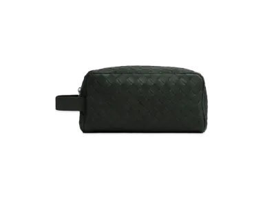 Bottega Veneta Intrecciato Travel Pouch "Dark Green/Travertine"