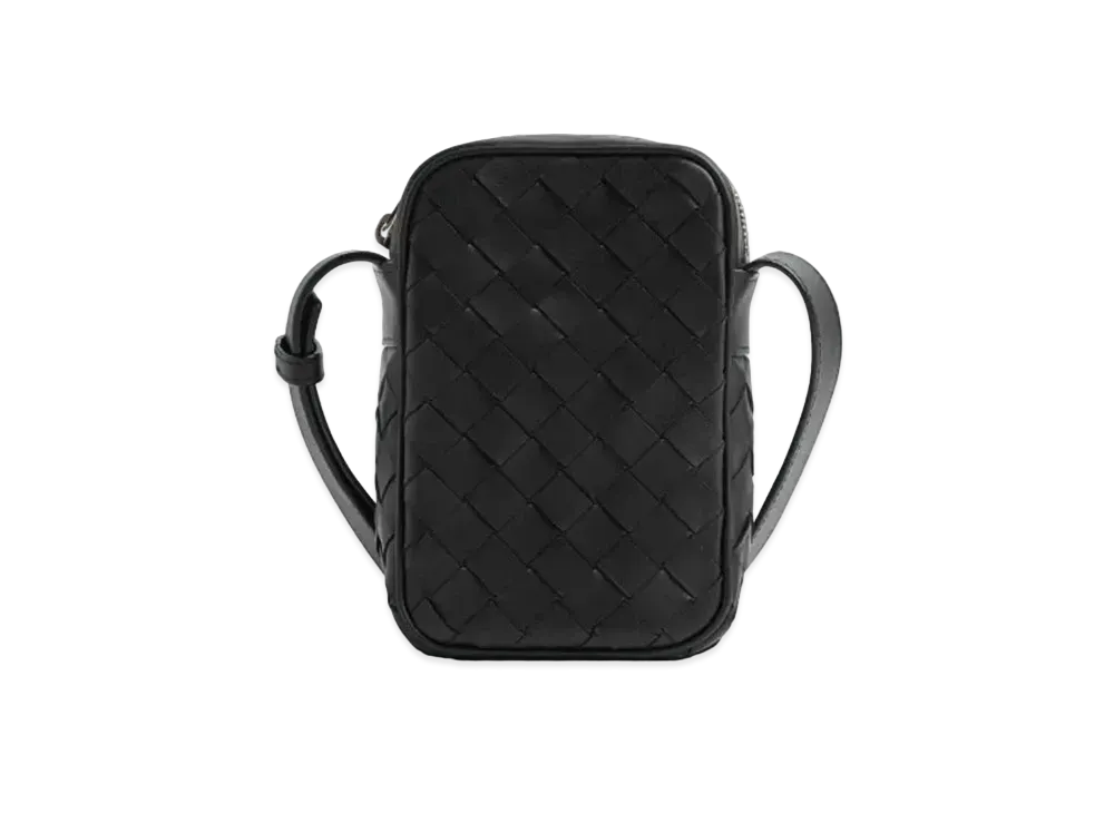 Bottega Veneta Intrecciato Woven Zipper Mobile Phone Bag "Black"