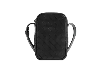 Bottega Veneta Intrecciato Woven Zipper Mobile Phone Bag "Black"