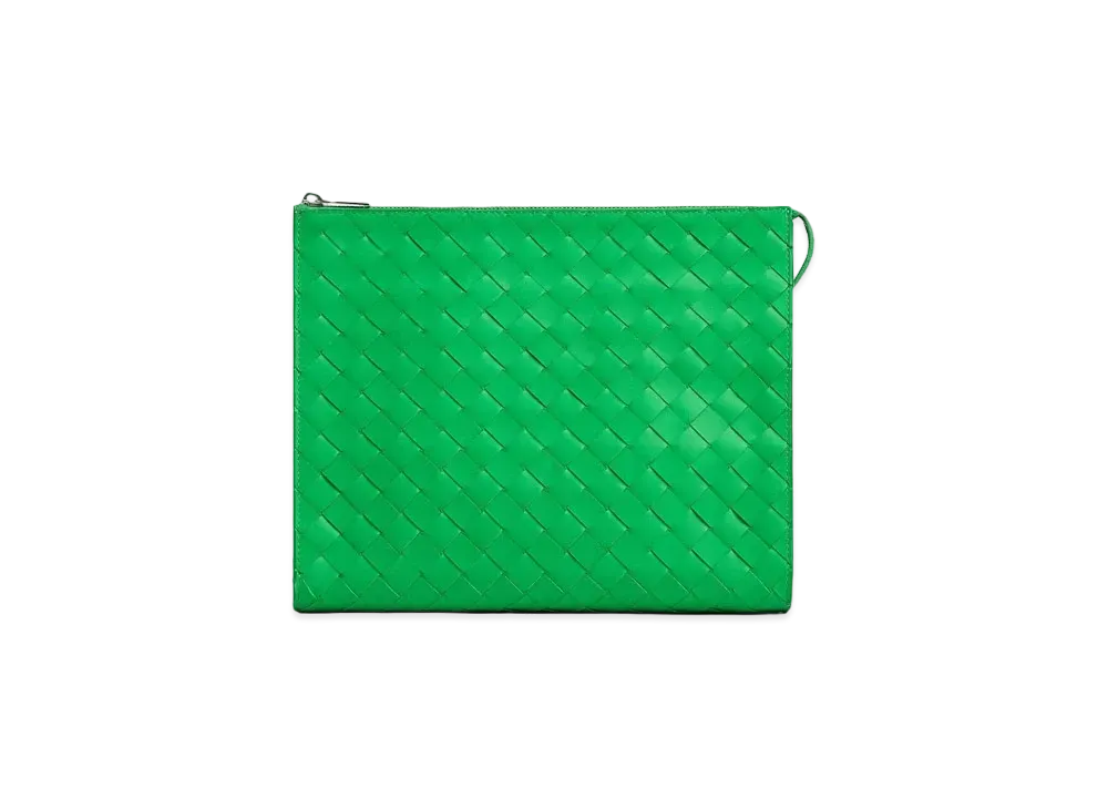 Bottega Veneta Intrecciato Leather Standing Pouch "Parakeet"
