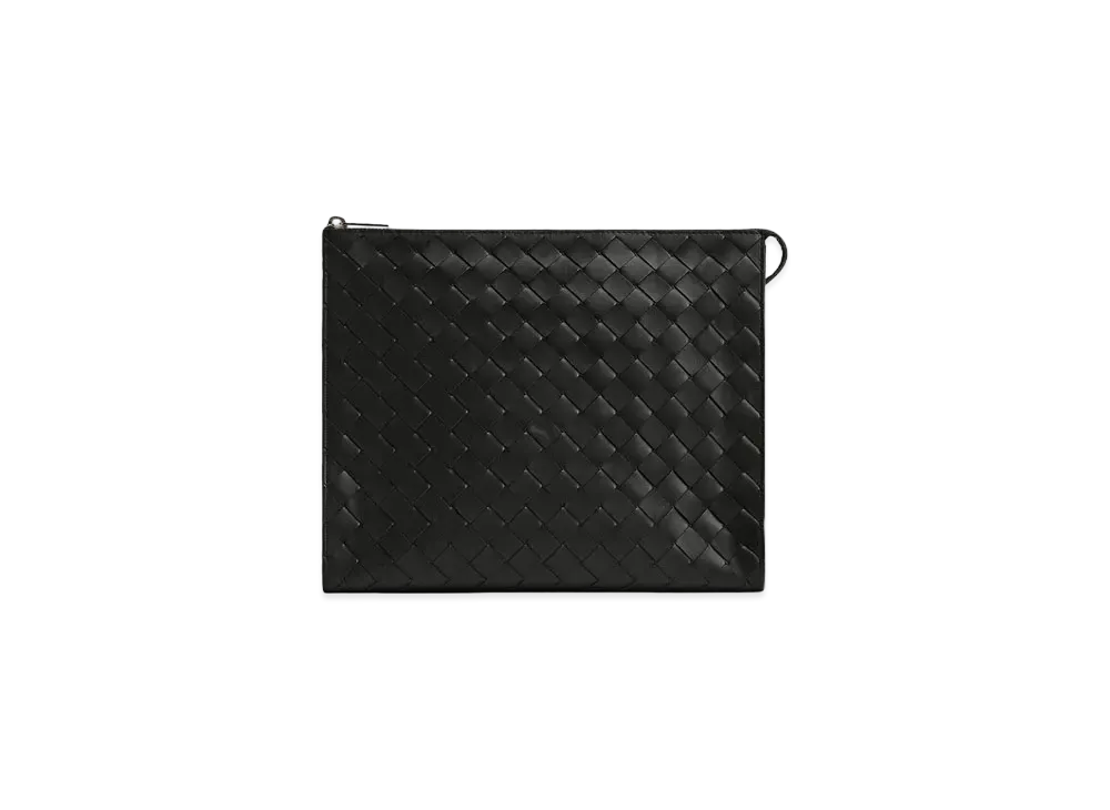 Bottega Veneta Intrecciato Leather Standing Pouch "Black"