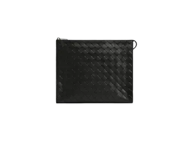 Bottega Veneta Intrecciato Leather Standing Pouch "Black"