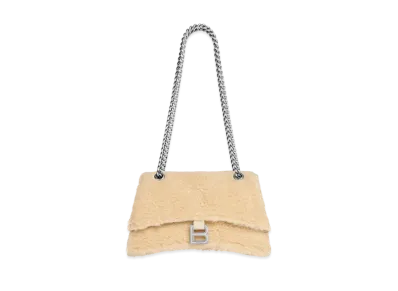 BALENCIAGA Crush Small Chain Bag Faux Mouton "Beige"