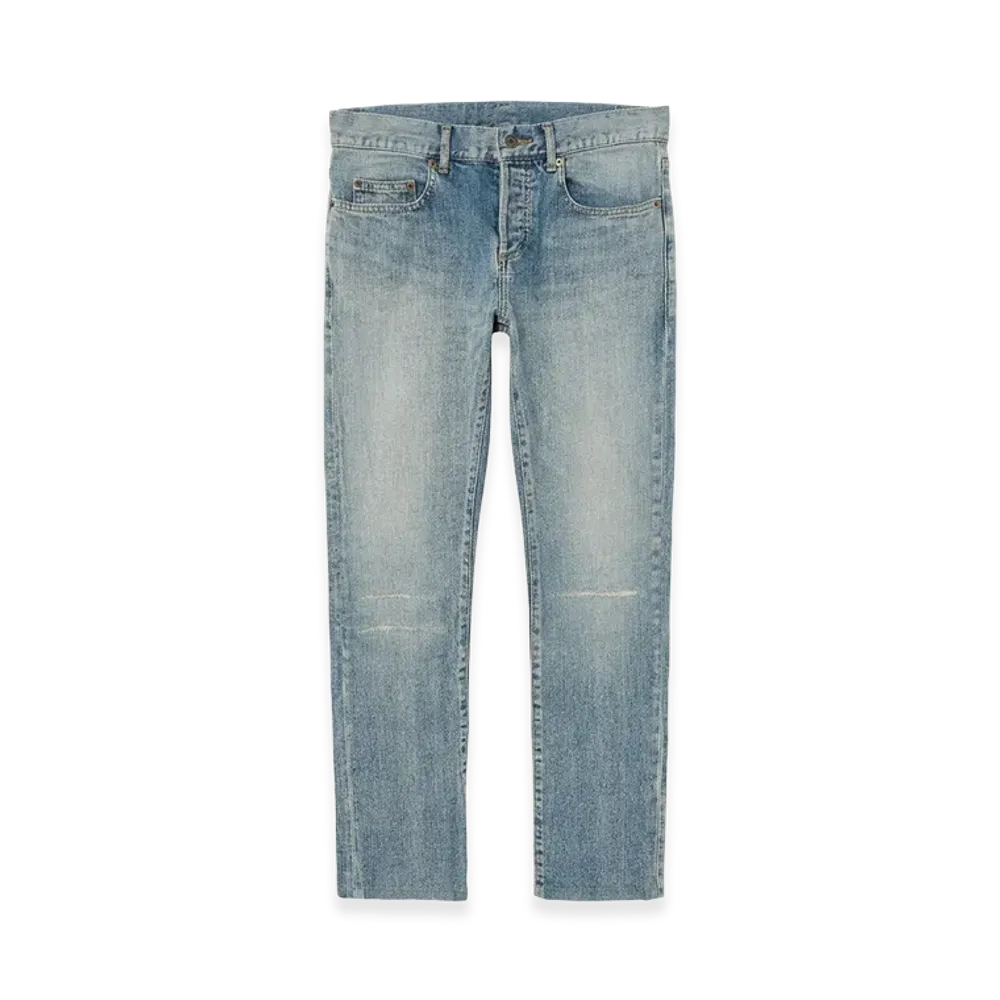 Saint Laurent Paris Distressed Repaired Denim Pants "Ingido"
