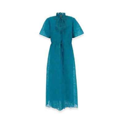 Valentino Women's Turquoise Lace Dress "Light Blue"