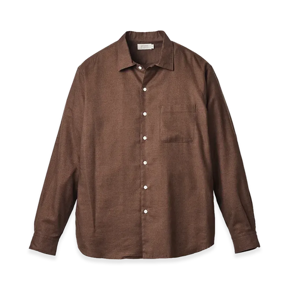 SEDAN ALL-PURPOSE Micro Plaid Open Collar Shirt "Brown"