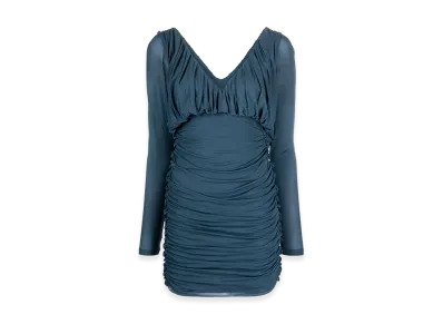 Saint Laurent Women's Teal Jersey Mini Dress "Green"