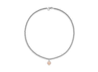 Tiffany & Co. Return to Tiffany Heart Tag Bead Necklace Mini 18K "Silver/Rose Gold"
