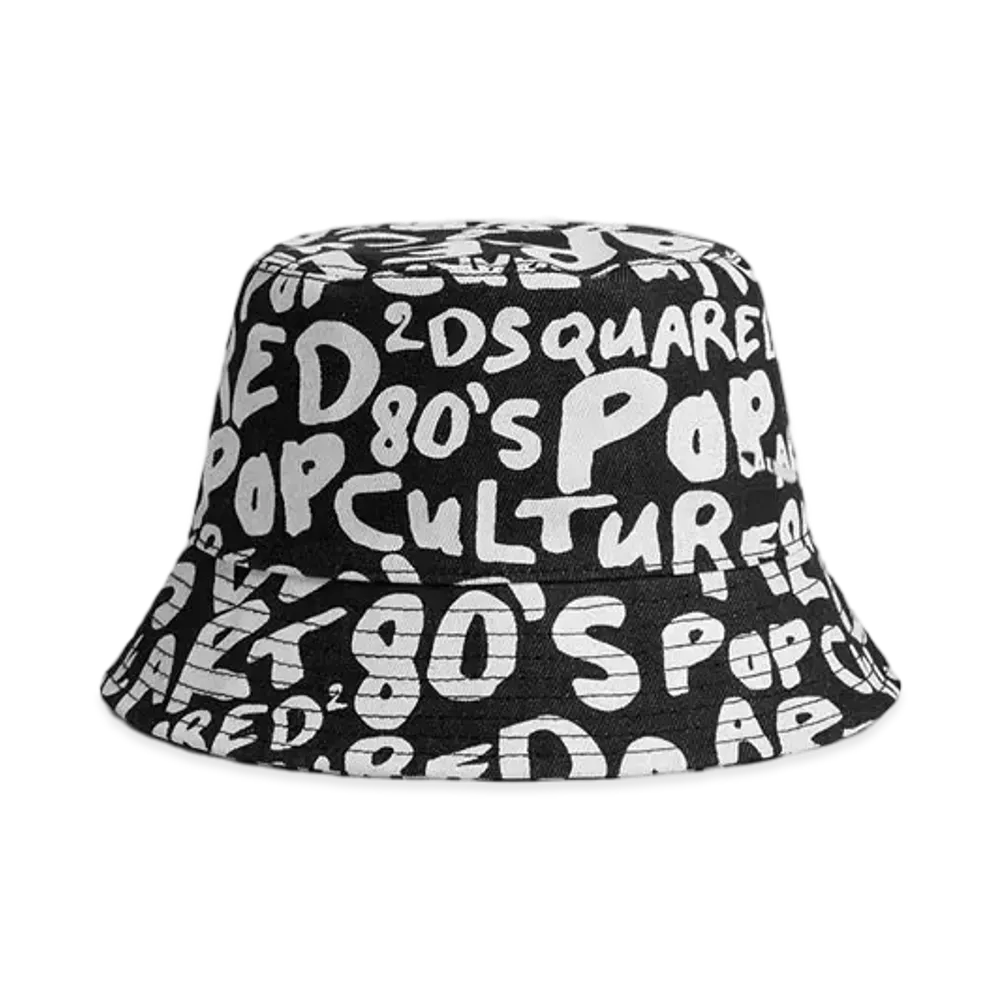 Dsquared2 D2 Pop 80'S Bucket Hat "Black/White"