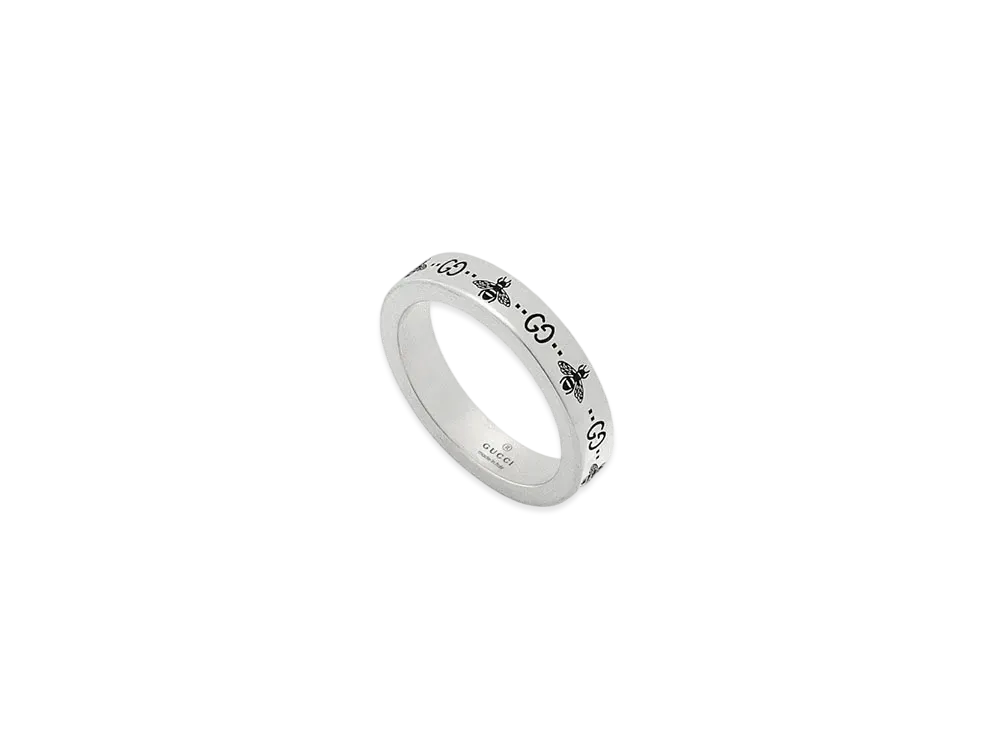 GUCCI GG Bee Engraved Thin Ring "Silver"