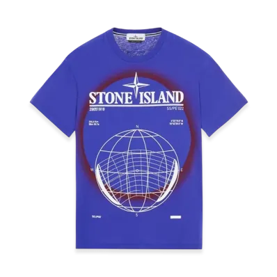 Stone Island 2NS96 30/1 Cotton Jersey Solar Eclipse Two Print Garment Dyed T-Shirt - 22SS "Bluette"