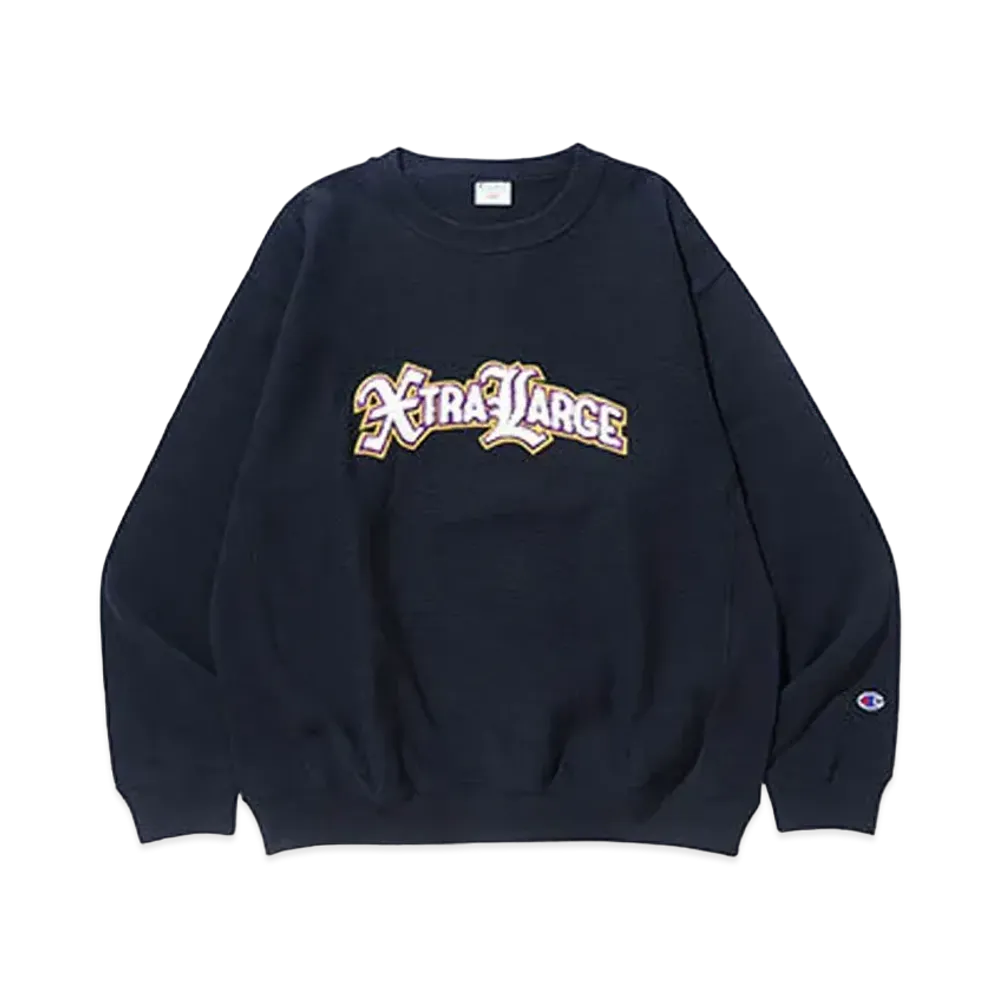 XLARGE x Champion Reversible Weave Crewneck Sweat "Black"
