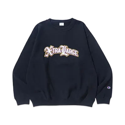 XLARGE x Champion Reversible Weave Crewneck Sweat "Black"