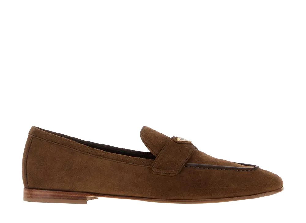 PRADA Women's Suede Loafers "Brown"