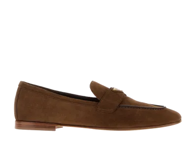 PRADA Women's Suede Loafers "Brown"