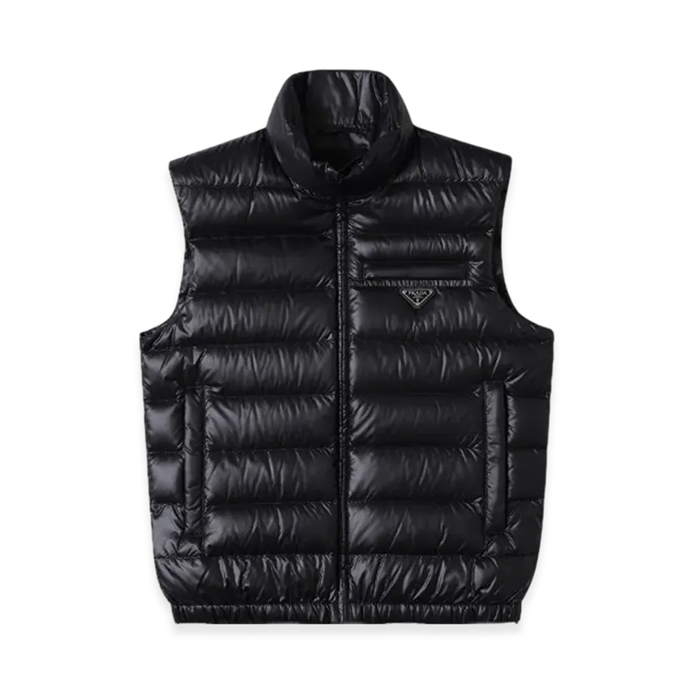 PRADA Triangle Logo Goose Down Vest "Black"