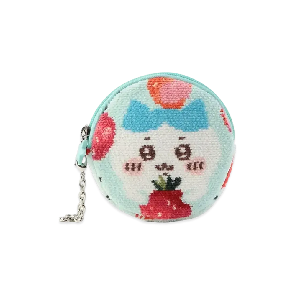 FEILER x Chiikawa Hachiware Strawberry Dots Circle Pouch "PaleGreen/Green"