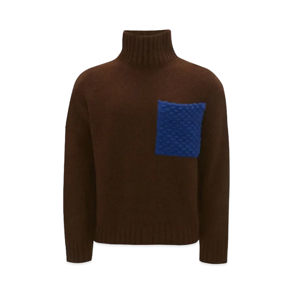 JW ANDERSON Popcorn Patch Pocket Turtleneck Jumper "Camel"