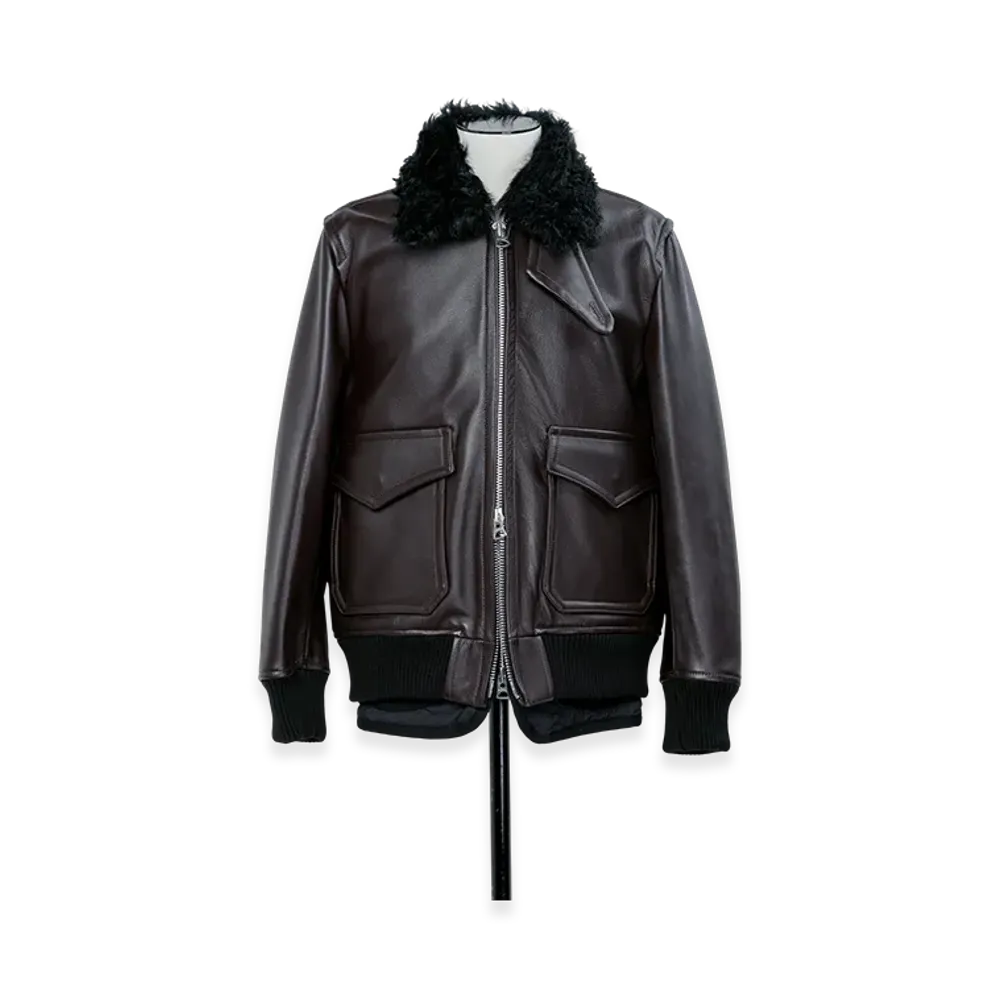 sacai Leather Jacket "Brown/Black"