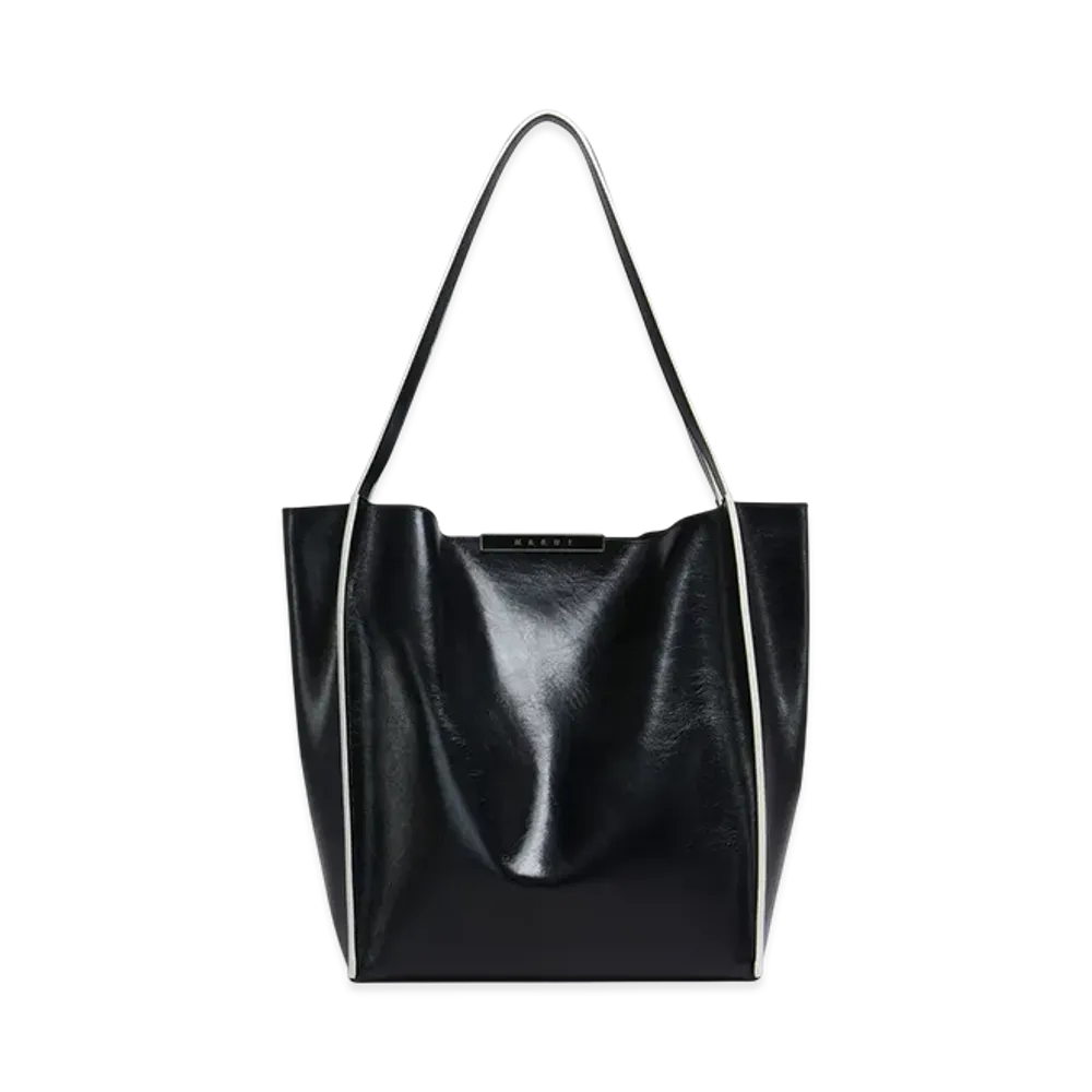 MARNI Cresta N/S Tote Bag in Leather "Black"