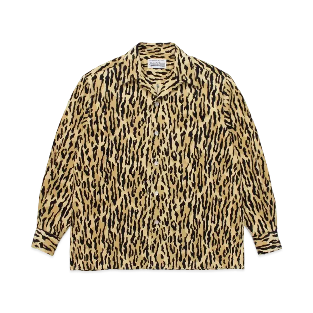 WACKO MARIA Leopard CORDUROY OPEN COLLAR SHIRT "Yellow"