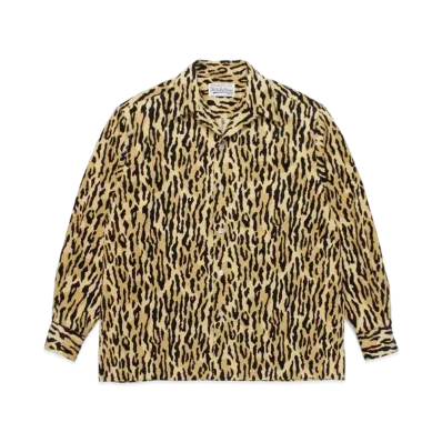 WACKO MARIA Leopard CORDUROY OPEN COLLAR SHIRT "Yellow"
