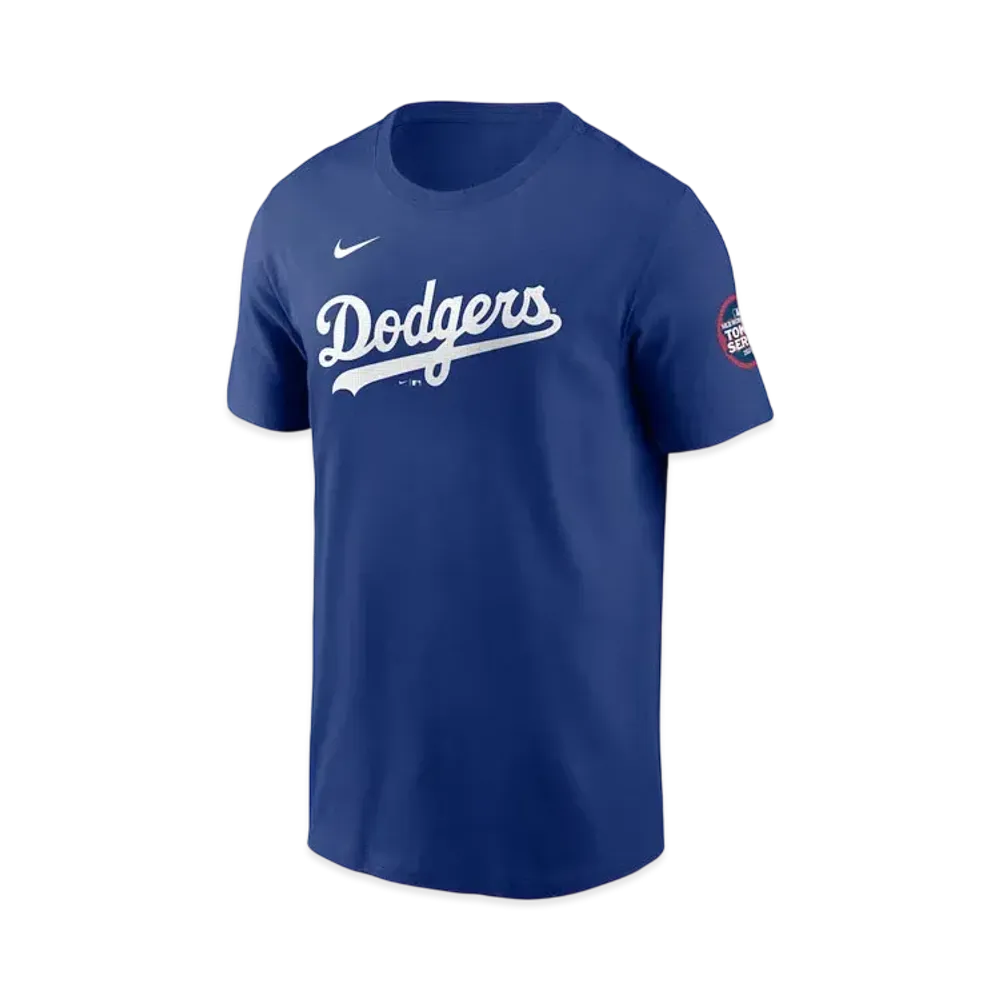 MLB Nike Dodgers Clayton Kershaw Name & Number Uniform Number T-Shirt 25MLB World Tour Tokyo Sleeve Patch "Blue"