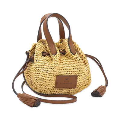 ANYA HINDMARCH Women's Small Drawstring Tote Handbag (with shoulder strap) "Natural"