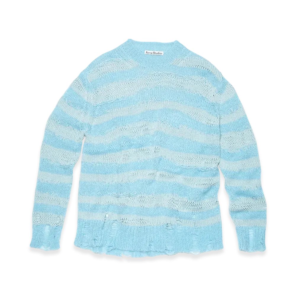 Acne Studios Distressed Stripe Jumper "Sky Blue/Powder Blue"