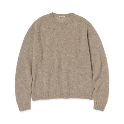 AURALEE Shetland Wool Cashmere Knit P/O "Top Beige"