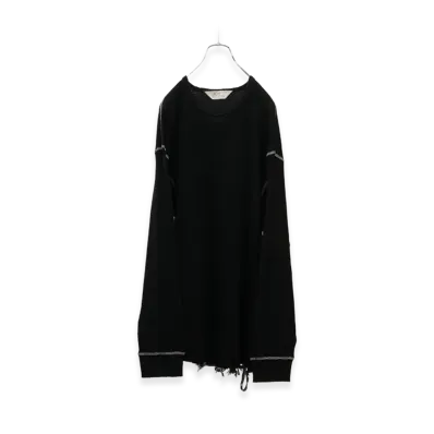 ANCELLM Damage Waffle Crew LS T-Shirt "Black"