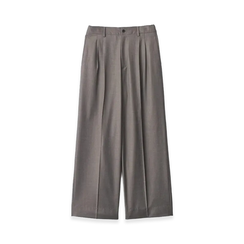 ssstein Extra Fine Wool Easy Long Wide Trousers "Greige"