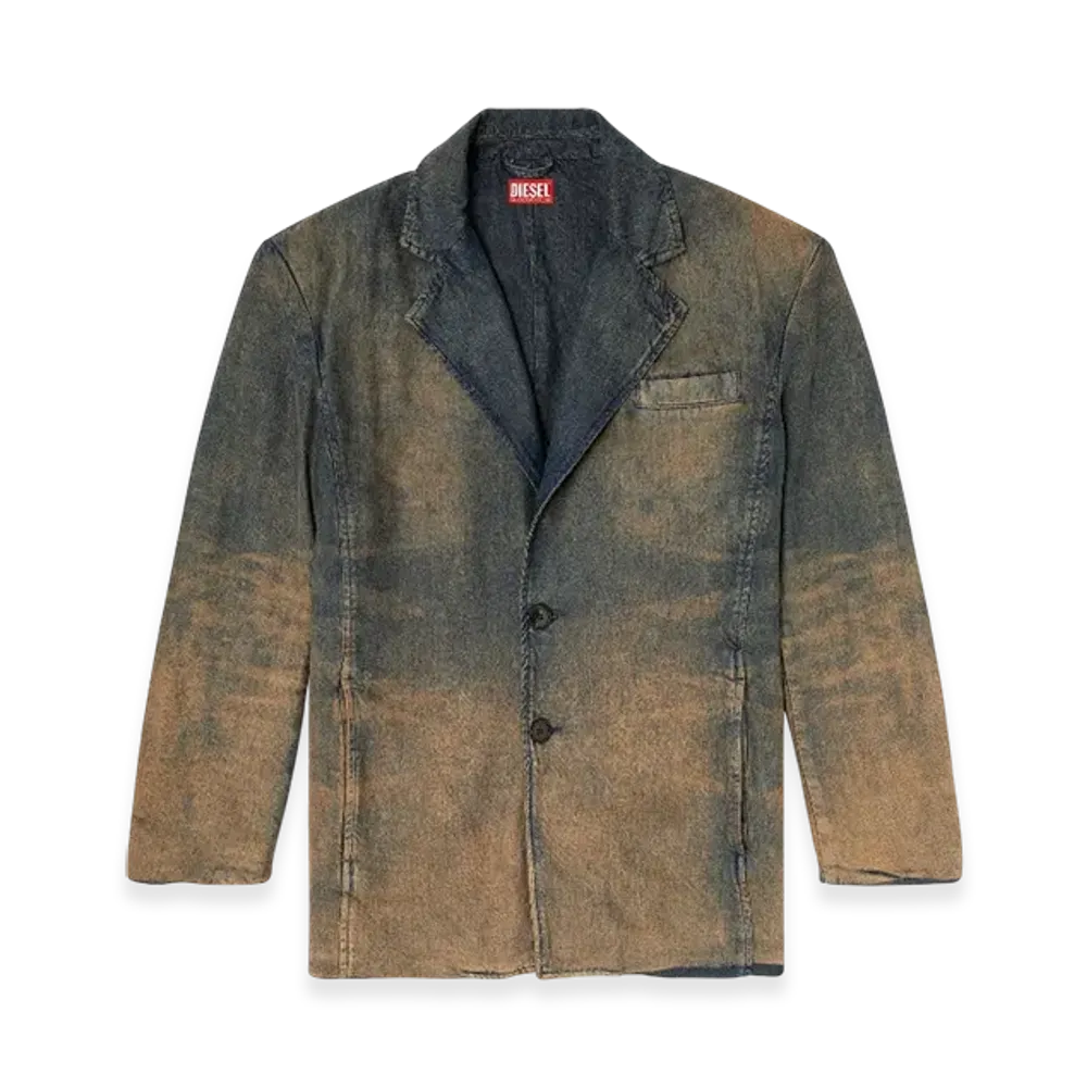 Diesel D-Balz-Mid-S Long Jacket In Shaded Denim "Olive"