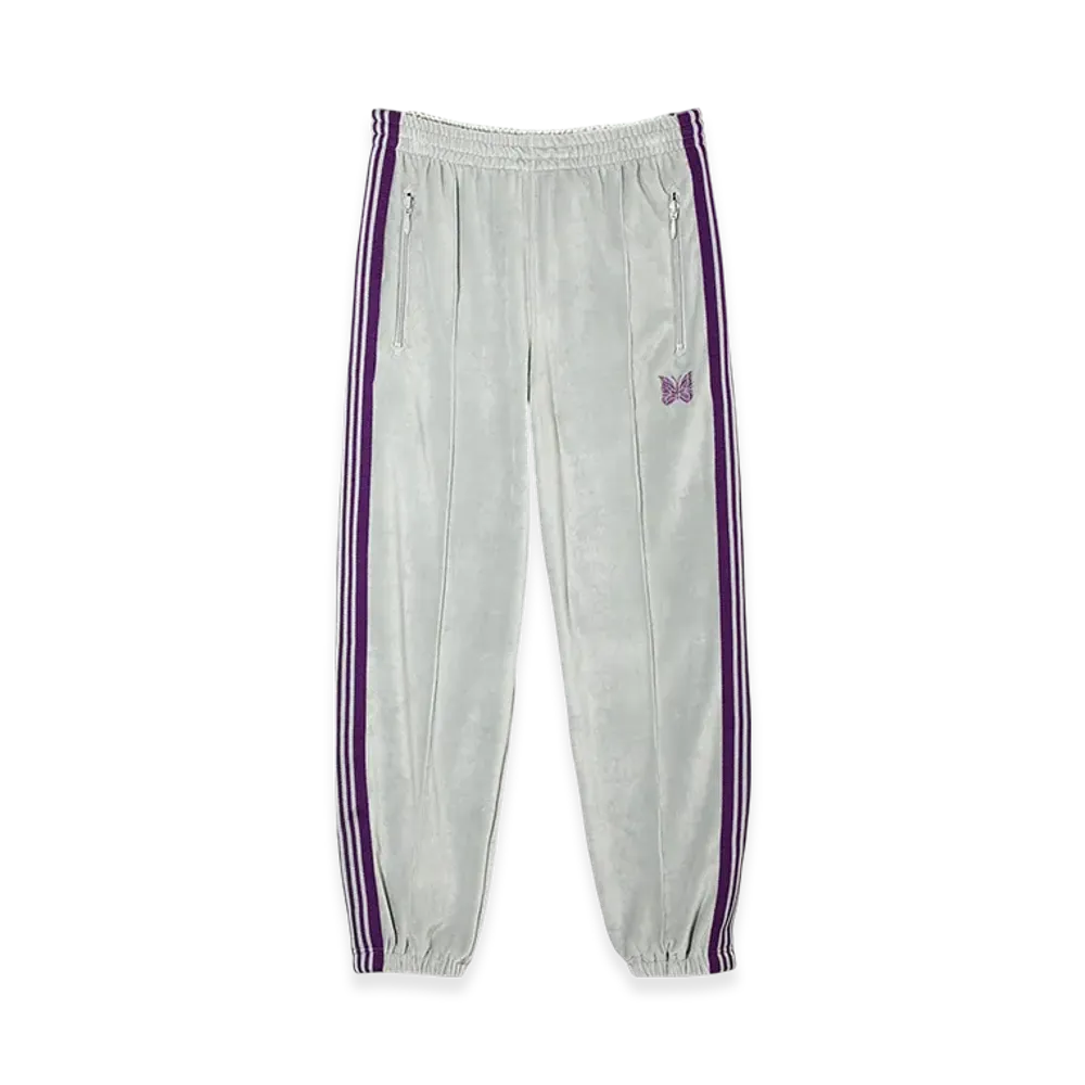 NEEDLES Zipped Track Pant - C/PE Velour "LightGray"