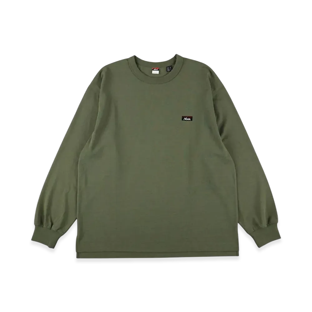 NANGA Eco Hybrid Box Logo Embroidery Long Sleeve Tee "Green"