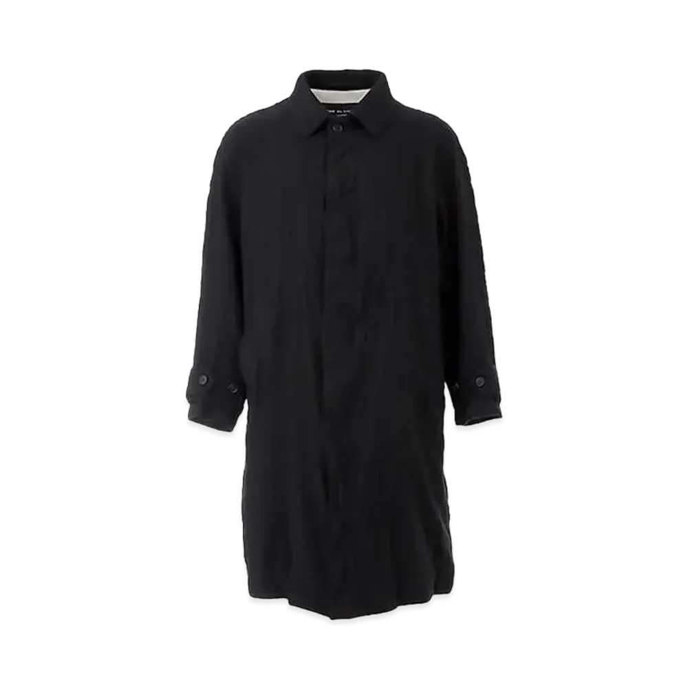 COMME des GARCONS HOMME 24AW Wool Serge Shrink Coat "Black"