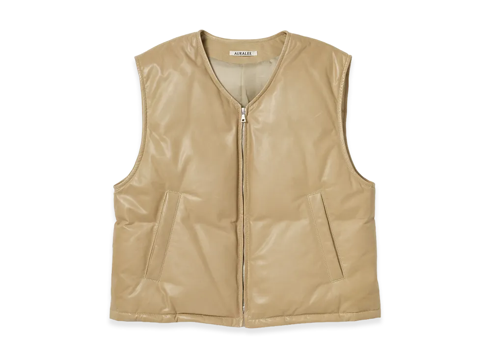 AURALEE Fine Calf Leather Down Vest "Beige"