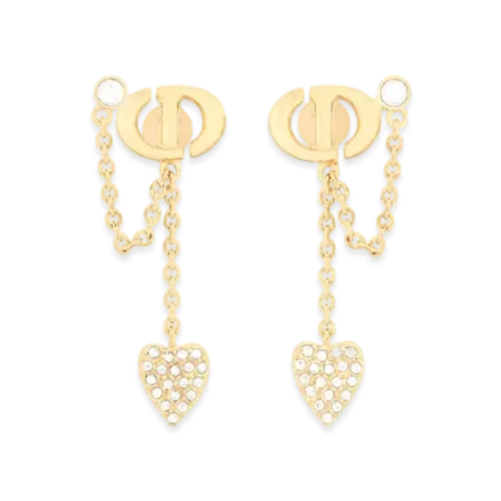 Dior CD Navy Earrings Metal and Crystals "Gold/Silver"