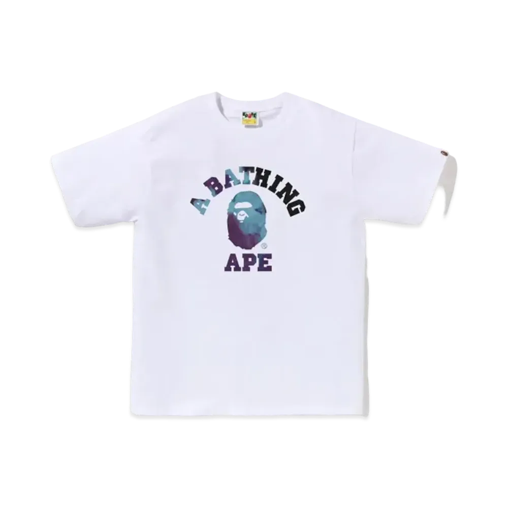 A BATHING APE Tie Dye College Tee "White Black"