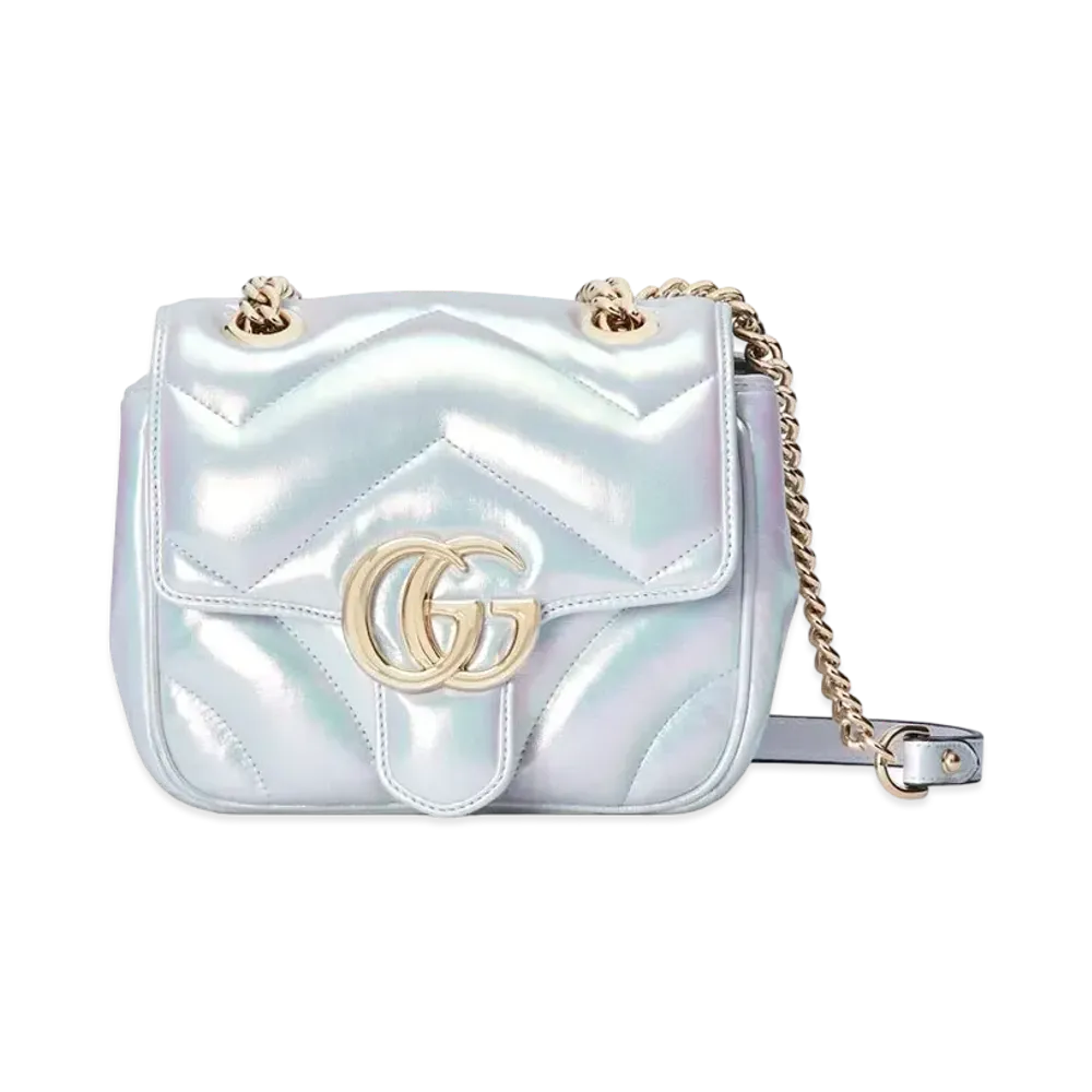 GUCCI GG Marmont Mini Shoulder Bag "Blue Iridescent "